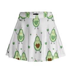 Cute Seamless Pattern With Avocado Lovers Mini Flare Skirt