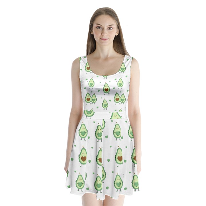 Cute seamless pattern with avocado lovers Split Back Mini Dress 