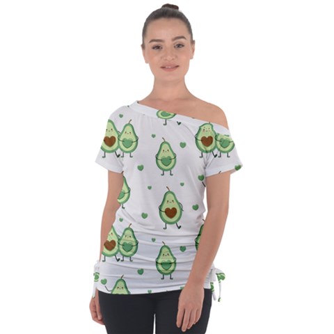 Cute Seamless Pattern With Avocado Lovers Tie-up Tee by BangZart