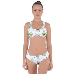 Cute Seamless Pattern With Avocado Lovers Criss Cross Bikini Set