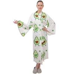 Cute Seamless Pattern With Avocado Lovers Maxi Velour Kimono