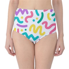 Abstract Pop Art Seamless Pattern Cute Background Memphis Style Classic High-waist Bikini Bottoms