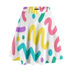 Abstract Pop Art Seamless Pattern Cute Background Memphis Style High Waist Skirt