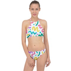 Abstract Pop Art Seamless Pattern Cute Background Memphis Style Racer Front Bikini Set by BangZart