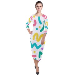 Abstract Pop Art Seamless Pattern Cute Background Memphis Style Quarter Sleeve Midi Velour Bodycon Dress by BangZart