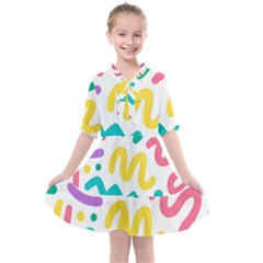 Abstract Pop Art Seamless Pattern Cute Background Memphis Style Kids  All Frills Chiffon Dress