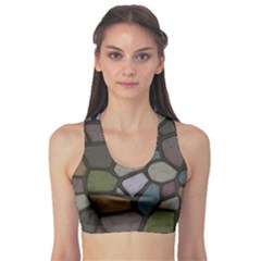 Cartoon Colored Stone Seamless Background Texture Pattern   Sports Bra