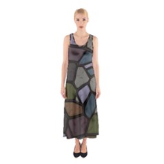 Cartoon Colored Stone Seamless Background Texture Pattern   Sleeveless Maxi Dress