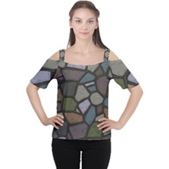 Cartoon Colored Stone Seamless Background Texture Pattern   Cutout Shoulder Tee