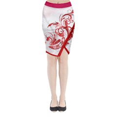 Red Wrap Pencil Skirt by Roshas