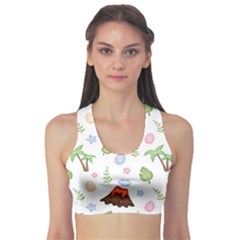 Cute Palm Volcano Seamless Pattern Sports Bra