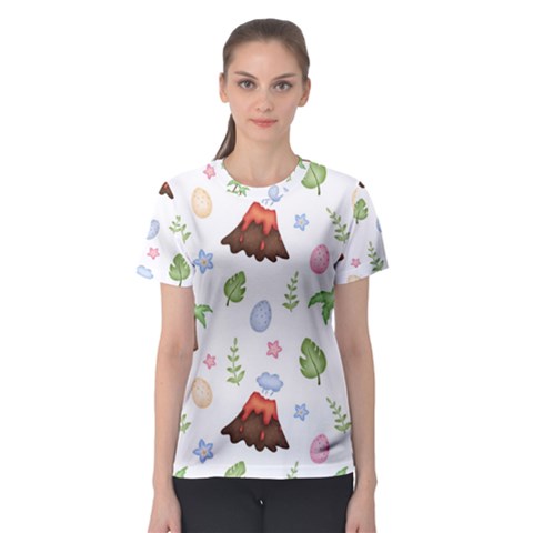 Cute Palm Volcano Seamless Pattern Women s Sport Mesh Tee by BangZart