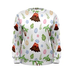 Cute Palm Volcano Seamless Pattern Women s Sweatshirt