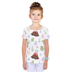 Cute Palm Volcano Seamless Pattern Kids  One Piece Tee