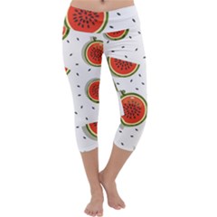 Seamless-background-pattern-with-watermelon-slices Capri Yoga Leggings