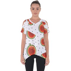 Seamless-background-pattern-with-watermelon-slices Cut Out Side Drop Tee