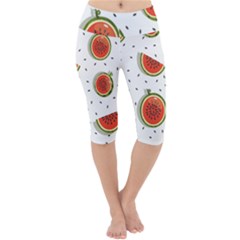 Seamless-background-pattern-with-watermelon-slices Lightweight Velour Cropped Yoga Leggings by BangZart