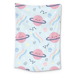 Cute Planet Space Seamless Pattern Background Large Tapestry