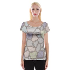 Cartoon Colored Stone Seamless Background Texture Pattern Cap Sleeve Top