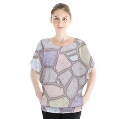 Cartoon Colored Stone Seamless Background Texture Pattern Batwing Chiffon Blouse