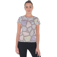 Cartoon Colored Stone Seamless Background Texture Pattern Short Sleeve Sports Top 