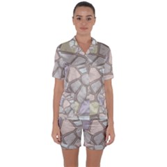 Cartoon Colored Stone Seamless Background Texture Pattern Satin Short Sleeve Pyjamas Set