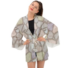 Cartoon Colored Stone Seamless Background Texture Pattern Long Sleeve Kimono