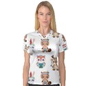 Cute cartoon boho animals seamless pattern V-Neck Sport Mesh Tee View1