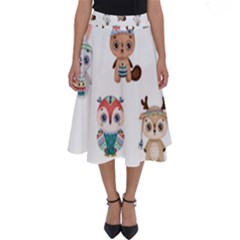 Cute Cartoon Boho Animals Seamless Pattern Perfect Length Midi Skirt