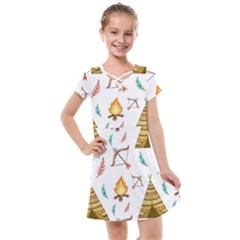 Cute Cartoon Native American Seamless Pattern Kids  Cross Web Dress by BangZart