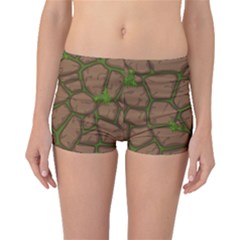 Cartoon Brown Stone Grass Seamless Background Texture Pattern Boyleg Bikini Bottoms