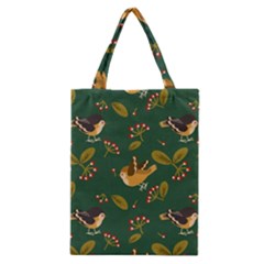 Cute Seamless Pattern Bird With Berries Leaves Classic Tote Bag