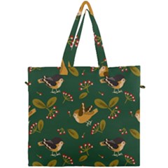 Cute Seamless Pattern Bird With Berries Leaves Canvas Travel Bag by BangZart