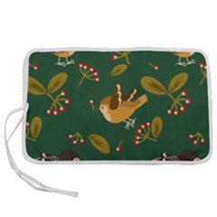 Cute Seamless Pattern Bird With Berries Leaves Pen Storage Case (m) by BangZart