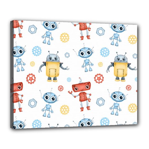 Cute Cartoon Robots Seamless Pattern Canvas 20  X 16  (stretched) by BangZart