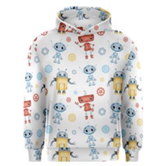 Cute Cartoon Robots Seamless Pattern Men s Overhead Hoodie