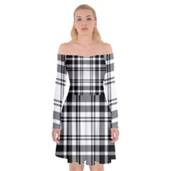 Pixel Background Design Modern Seamless Pattern Plaid Square Texture Fabric Tartan Scottish Textile Off Shoulder Skater Dress