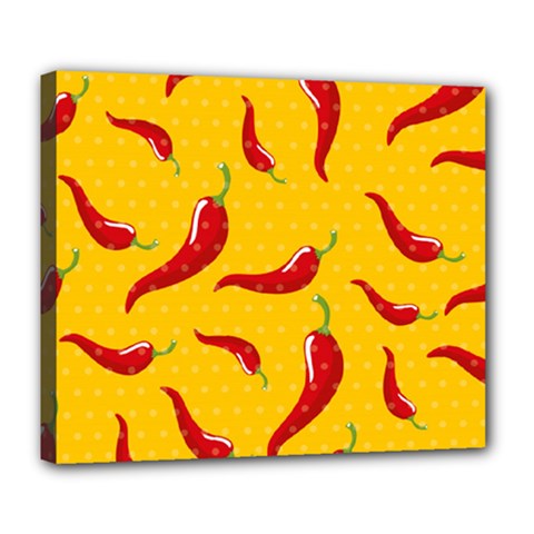 Chili Vegetable Pattern Background Deluxe Canvas 24  X 20  (stretched) by BangZart