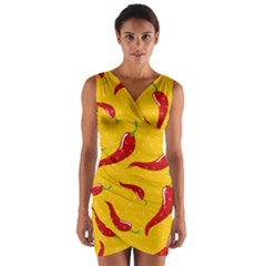 Chili Vegetable Pattern Background Wrap Front Bodycon Dress