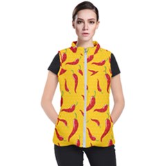 Chili Vegetable Pattern Background Women s Puffer Vest