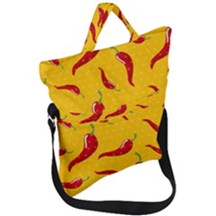 Chili Vegetable Pattern Background Fold Over Handle Tote Bag by BangZart