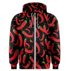 Seamless Vector Pattern Hot Red Chili Papper Black Background Men s Zipper Hoodie