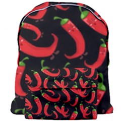 Seamless Vector Pattern Hot Red Chili Papper Black Background Giant Full Print Backpack