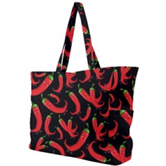 Seamless Vector Pattern Hot Red Chili Papper Black Background Simple Shoulder Bag by BangZart