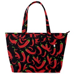 Seamless Vector Pattern Hot Red Chili Papper Black Background Back Pocket Shoulder Bag  by BangZart