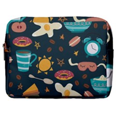 Seamless Pattern With Breakfast Symbols Morning Coffee Make Up Pouch (large) by BangZart