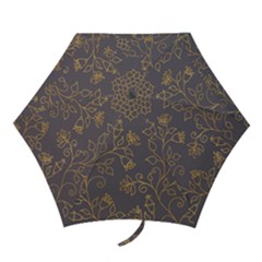 Seamless Pattern Gold Floral Ornament Dark Background Fashionable Textures Golden Luster Mini Folding Umbrellas