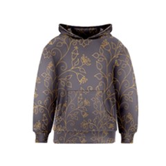 Seamless Pattern Gold Floral Ornament Dark Background Fashionable Textures Golden Luster Kids  Pullover Hoodie