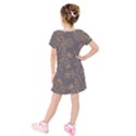 Seamless pattern gold floral ornament dark background fashionable textures golden luster Kids  Short Sleeve Velvet Dress View2