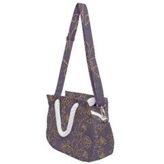 Seamless pattern gold floral ornament dark background fashionable textures golden luster Rope Handles Shoulder Strap Bag